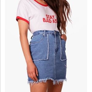 Helen Fray detail denim mini skirt